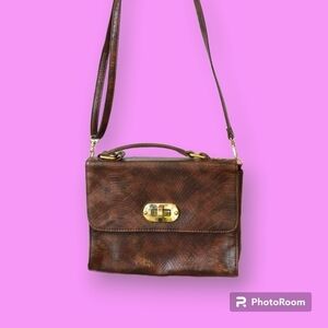 𝅺ALDO Brown Faux Crocodile Crossbody Bag